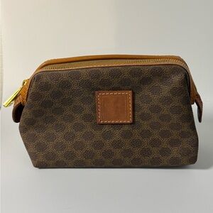 CELINE Macadam Canvas Leather Cosmetic Pouch Bag